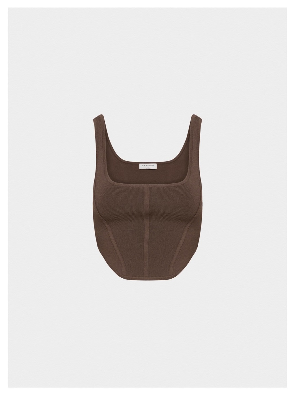 Babaton Ribbed Square-Neck Bustier Top in Espresso